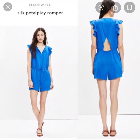 Madewell Other - Madewell Blue Silk Romper Size Small